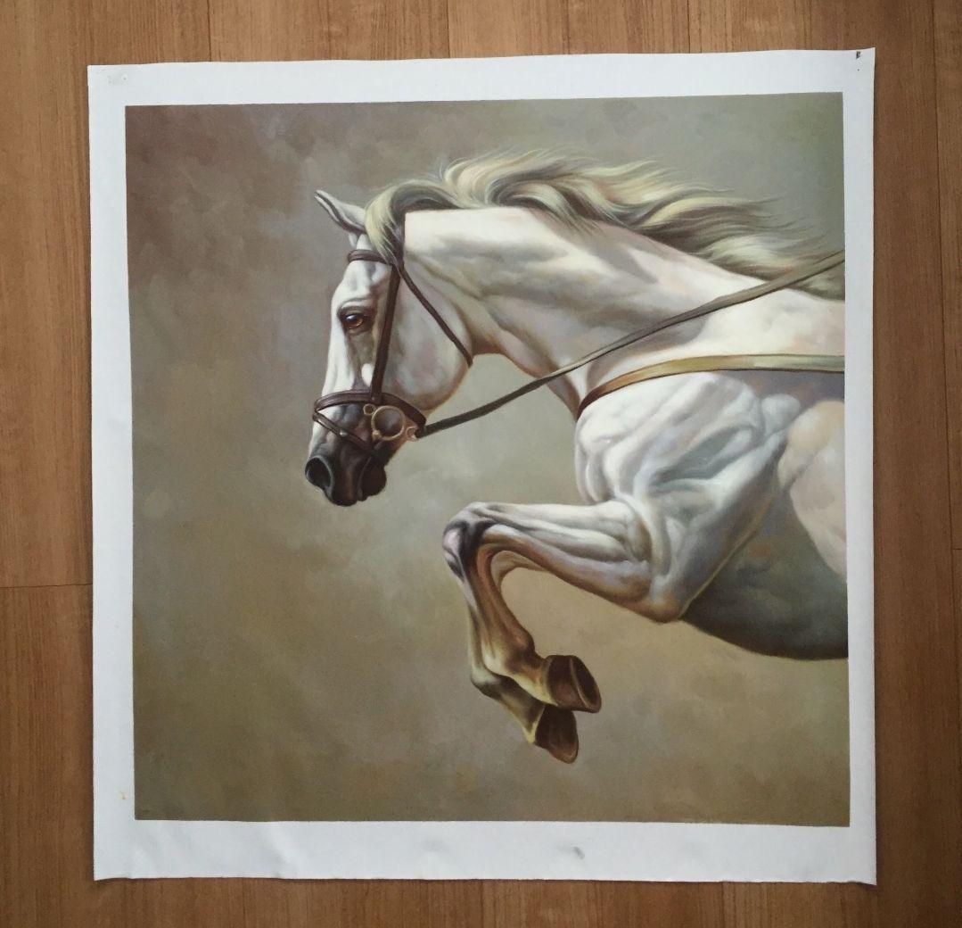 アクリルの絵 馬 油彩 動物絵 肉筆保証