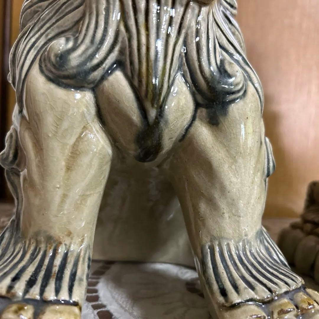 シーサー獅子の陶器像 2体セット