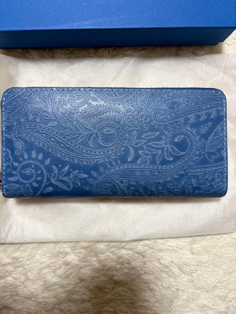 BAGGY PORT KOI 藍染レザー 長財布 ペイズリー柄 本革