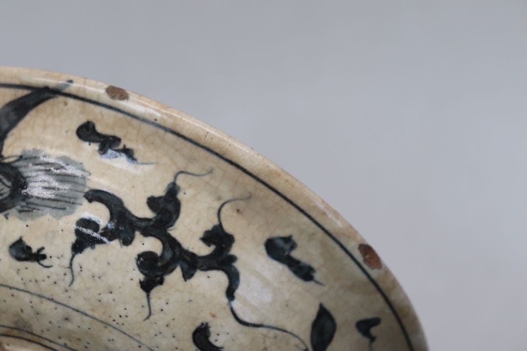 時代　青木米　染付　鳳紋鉢　送料込み250227