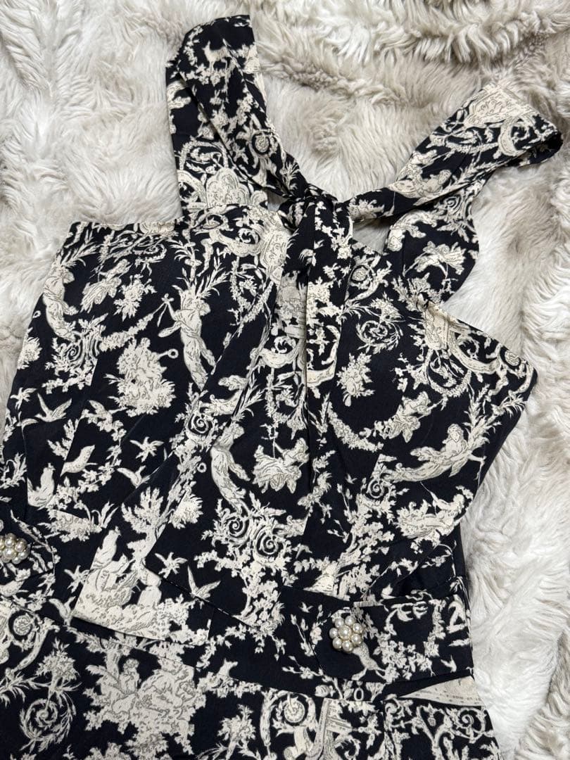 RANS エンジェル柄フレアワンピース