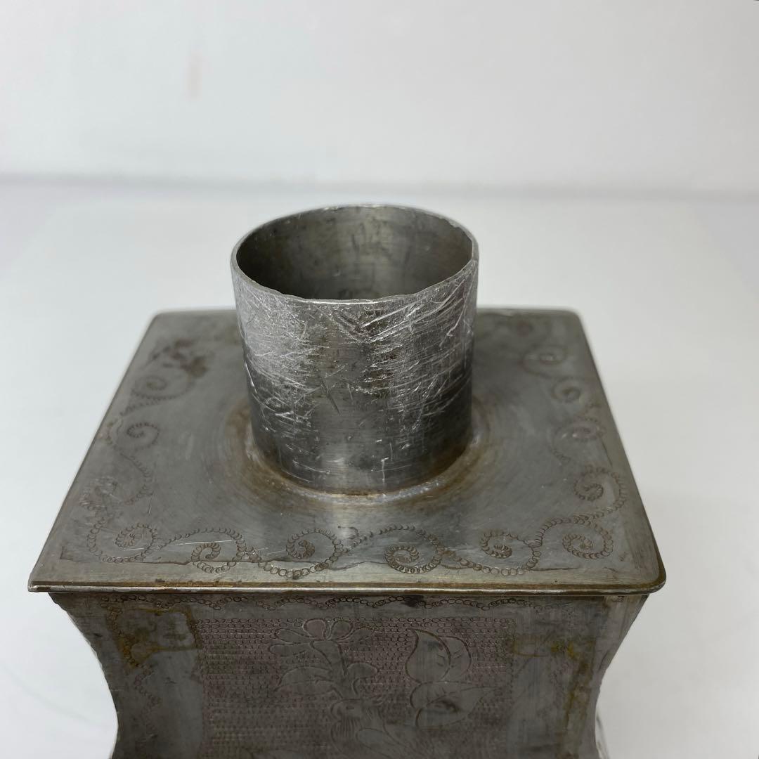 錫製　花鳥図　茶壺　531g トヒニ　東さ7-1124②