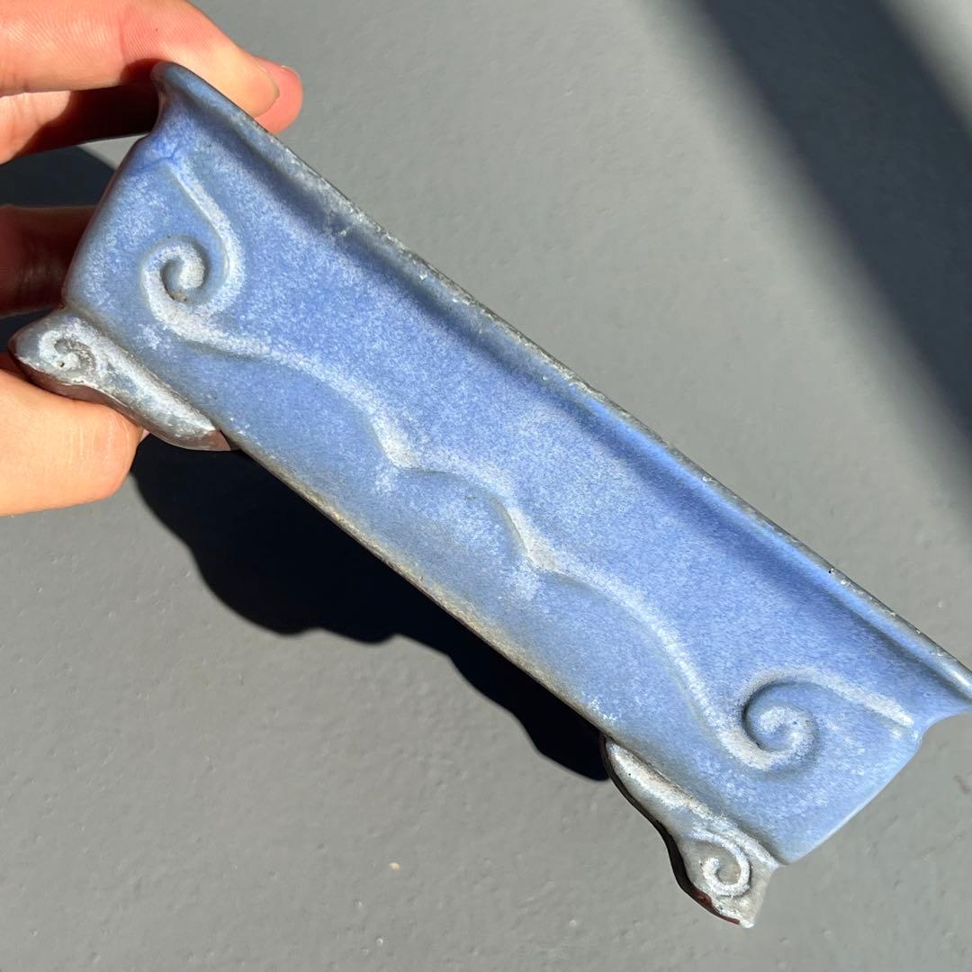 624.均釉雲足長方鉢 盆栽鉢 植木鉢 文革鉢 15*10.5*5cm