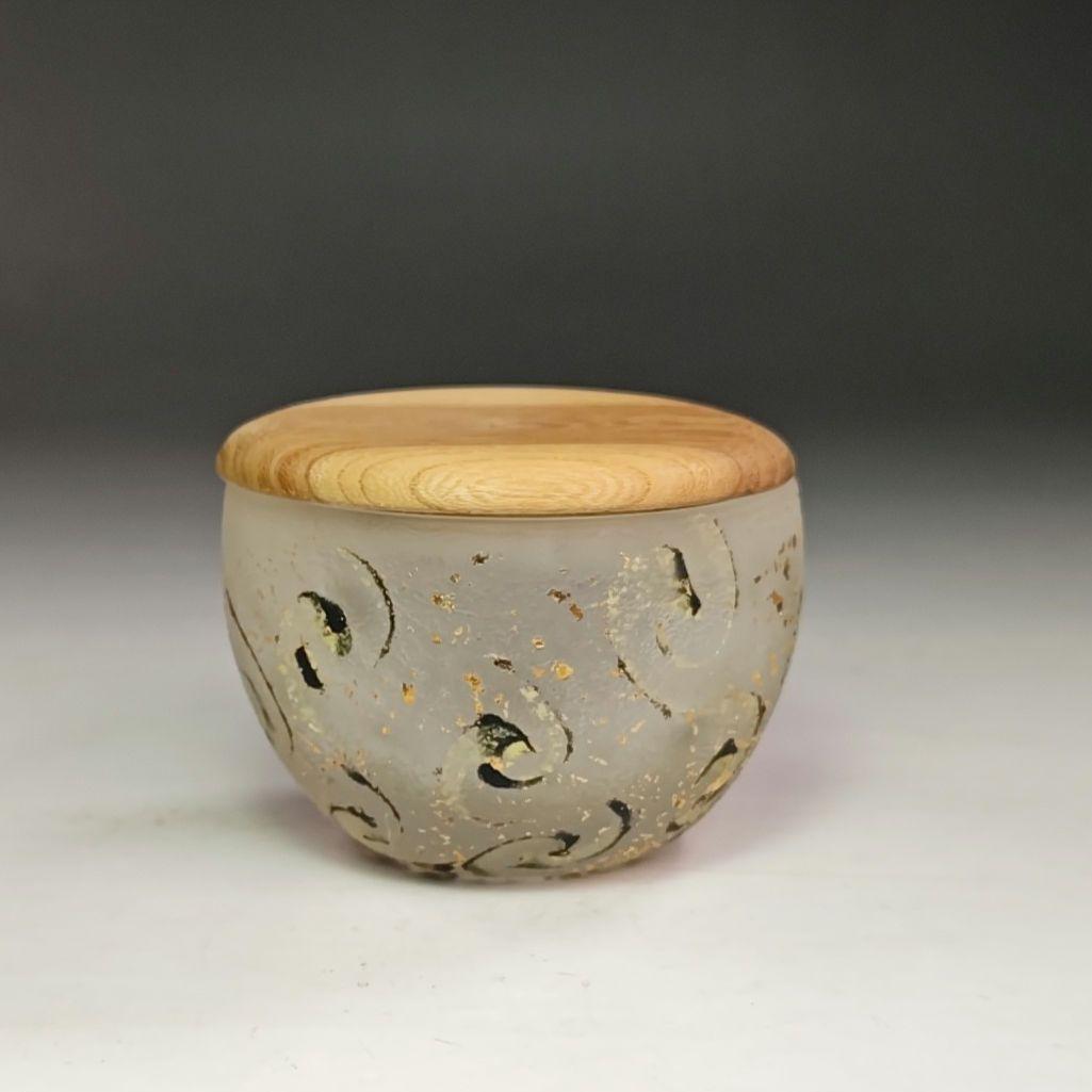 イ824 茶器『大川薫作』『硝子　薄器　共箱』ガラス　棗