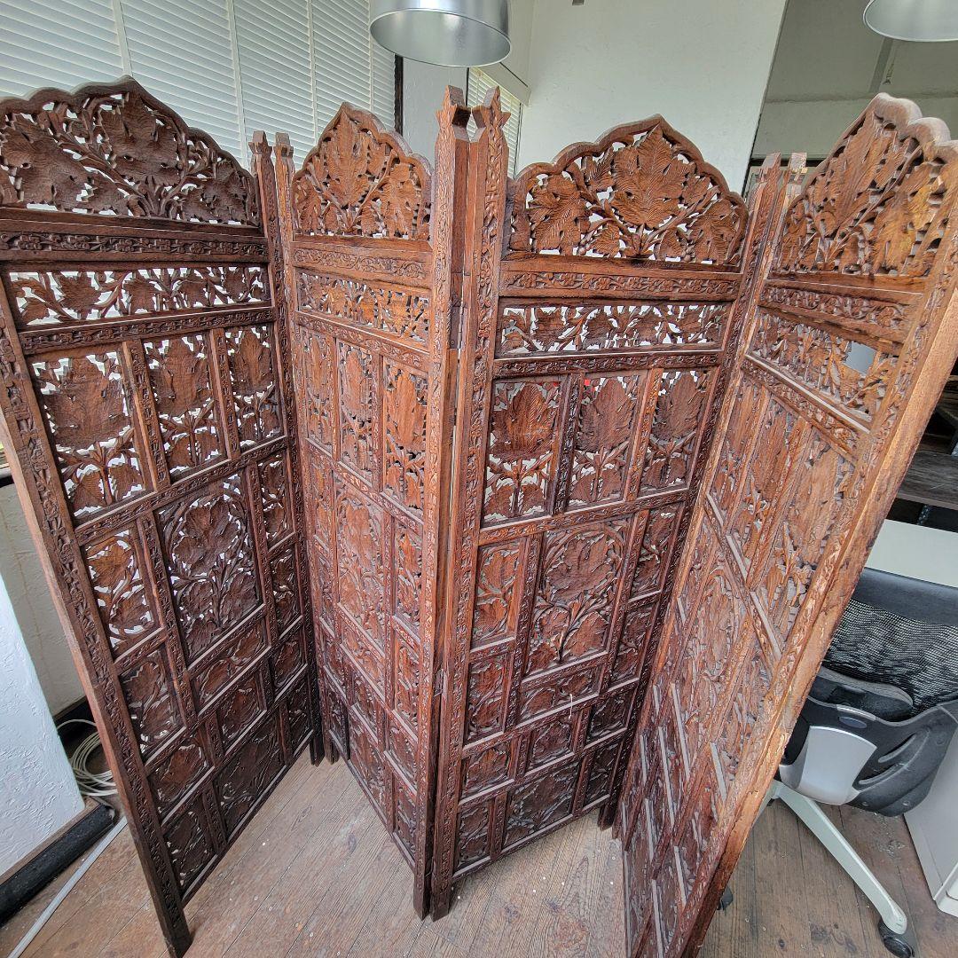 m*a様 アジアンパーテーション　ヴィンテージ　木製　手彫り