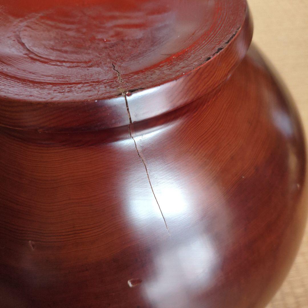 屋久杉 壺 台座付き 高さ31cm 幅32cm 木工工芸品 ひびあり