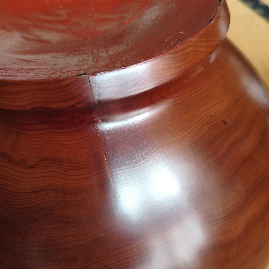 屋久杉 壺 台座付き 高さ31cm 幅32cm 木工工芸品 ひびあり