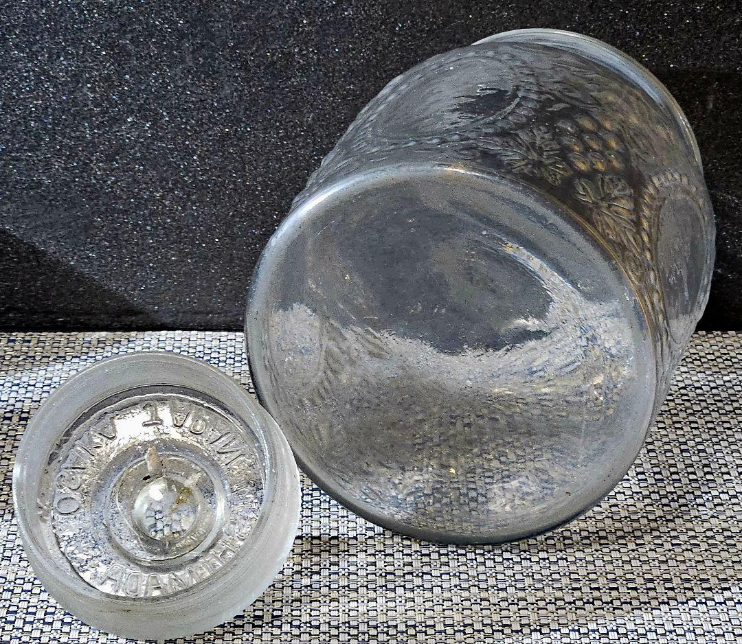 大正～昭和初期　大阪 島田硝子製 蓋付 ガラス瓶　飴屋瓶　砂糖瓶　キャンディ入れ