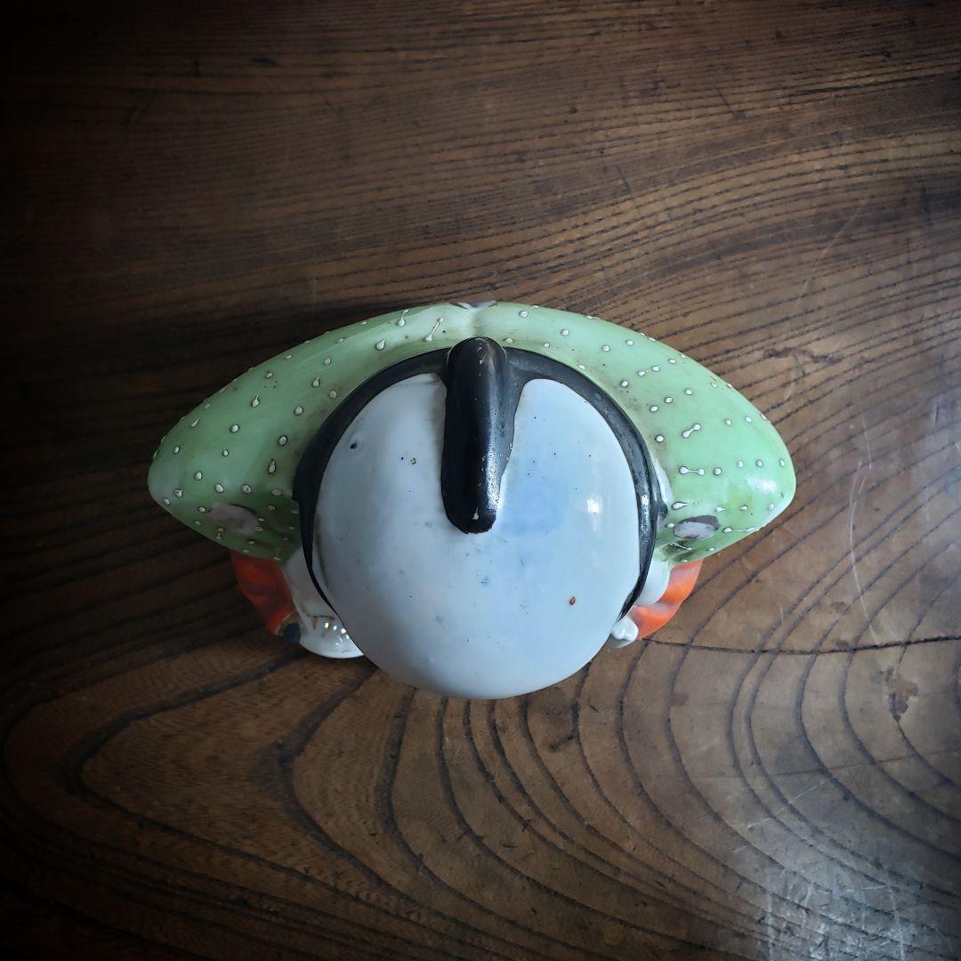 福助　置物　アンティーク 古い 福助人形 手招き 縁起物 商売繁盛 色絵 時代品