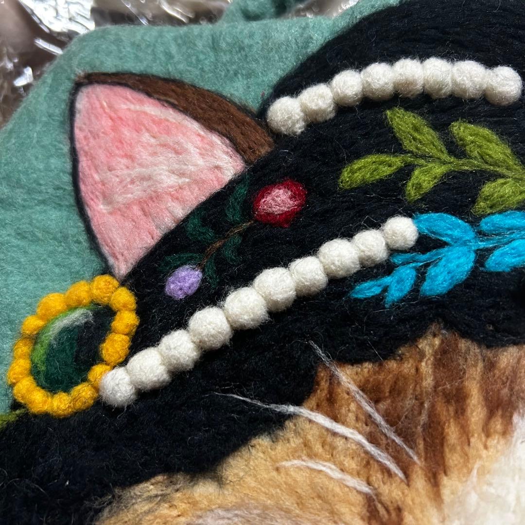 【レア❤️】ショルダータイプ　羊毛立体フェルトバッグ　ハンドメイド　猫バッグ　A4