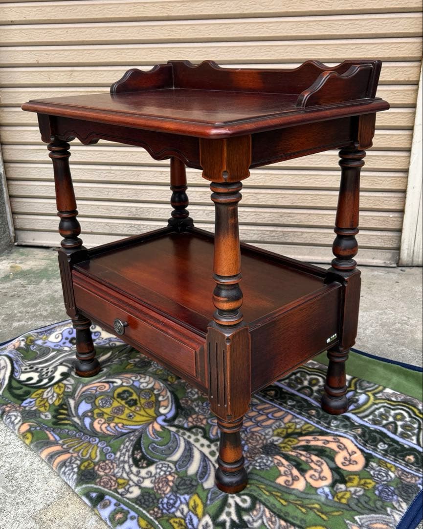 ヴィンテージ　オールドカリモク　コロニアル　電話台　花台　サイドテーブル