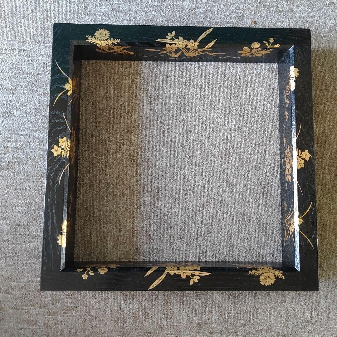 漆塗り金蒔絵（きんまきえ）炉縁／釜縁　草花文様（和風木製フレーム）