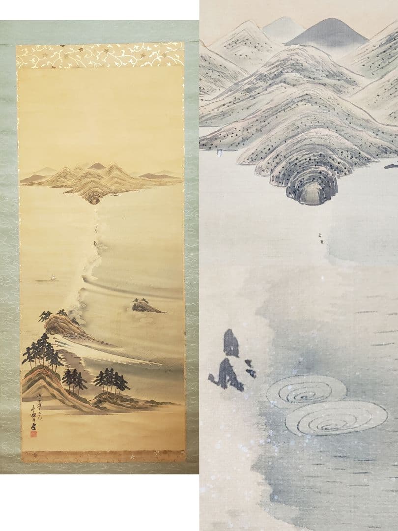 【大鳴門真景図】高原雅洲 975 渦潮　掛け軸　肉筆