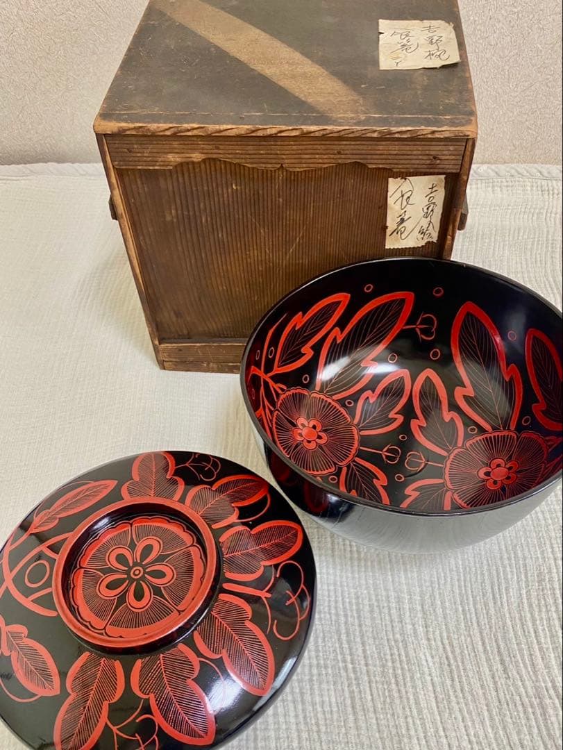 吉野塗　吉野絵　喰籠 大鉢