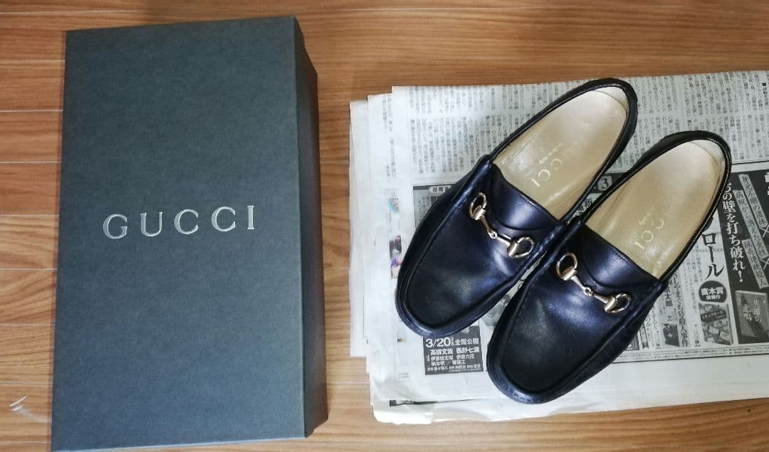 グッチ GUCCI 化粧箱袋付き ホースビットモカシン 約25.5cm 革靴