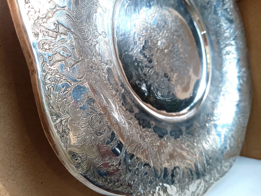 純銀皿 ペルシャ 刻印 アンティーク シルバー ヴィンテージ 伝統手工芸品 レア