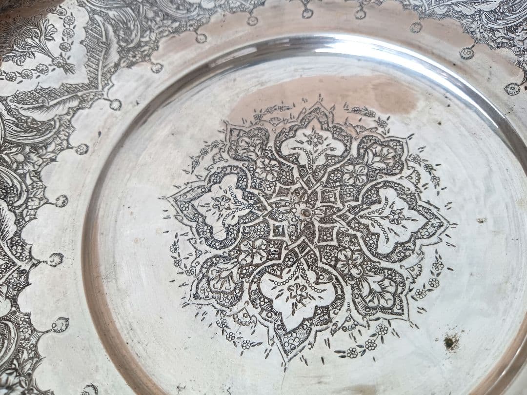 純銀皿 ペルシャ 刻印 アンティーク シルバー ヴィンテージ 伝統手工芸品 レア