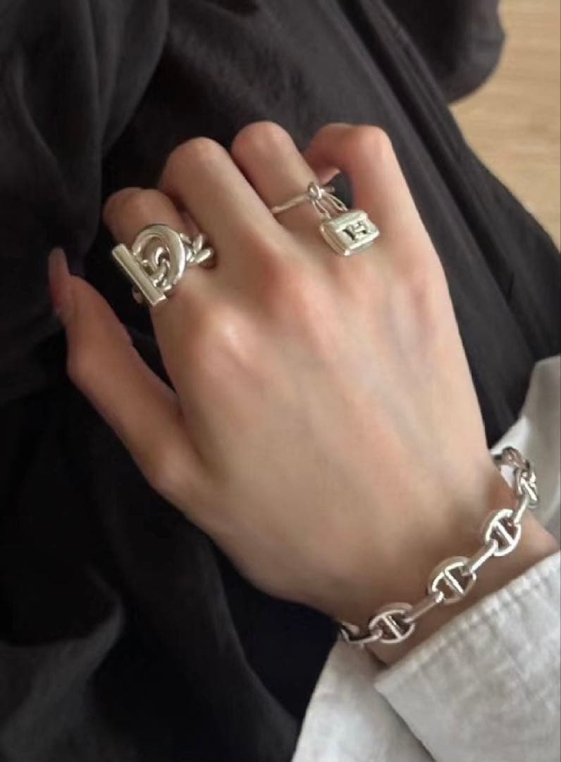 「最終値下げ」新品未使用エルメス リング クロワゼットGMシルバー 55号