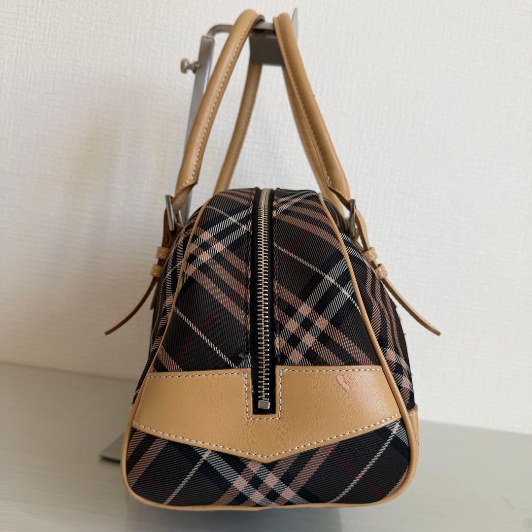 バーバリーブルーレーベル　ハンドバッグ　ミニボストン　チェック　ハートチャーム