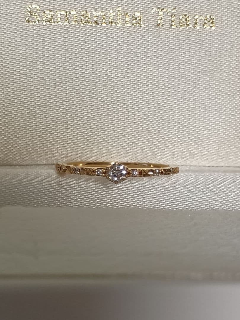 サマンサティアラ 18金 ゴールド ダイヤモンド カットデザイン リング 10号