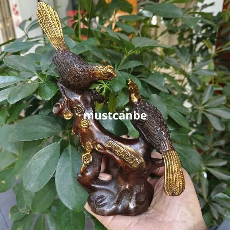 銅製 カササギ登枝 喜上眉梢 双喜臨門 応接間 玄関 茶室 装飾品 工芸品 置物