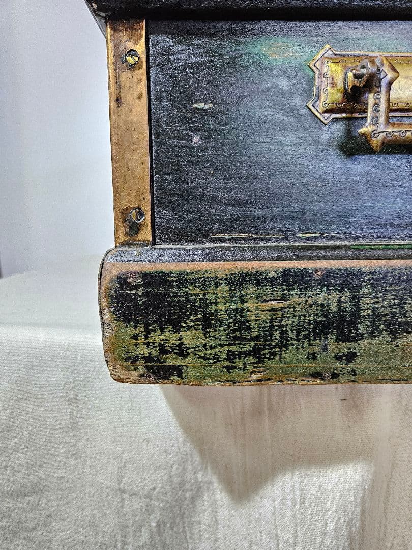 USアンティーク 古い旅行用のトランク 木箱 チェスト 木製 収納 古家具