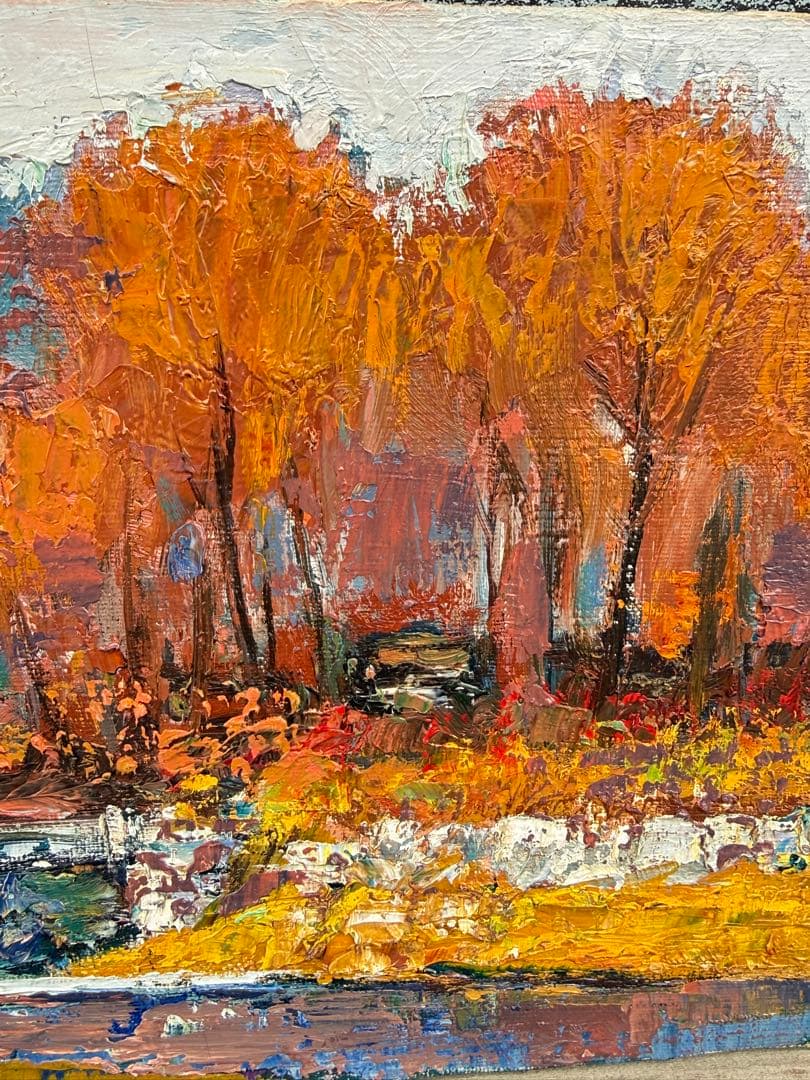 K. Akimoto 秋の風景 油彩画