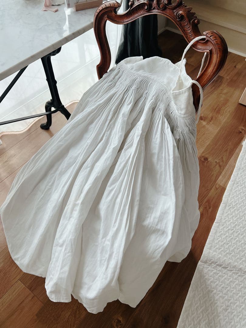 専用　希少！フランスアンティーク　ギャザースカート　アンティークコットン