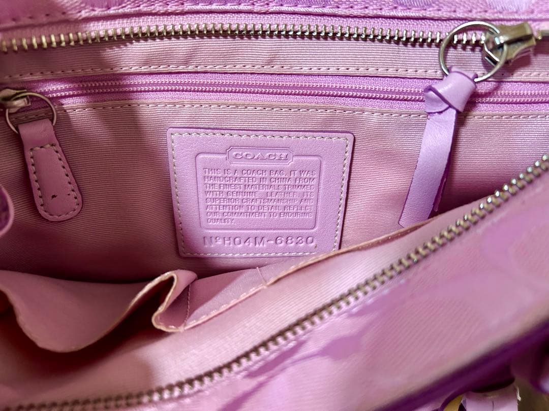 COACH コーチ　ショルダーバッグ　肩掛け　シグネチャー　ピンク　収納袋付き