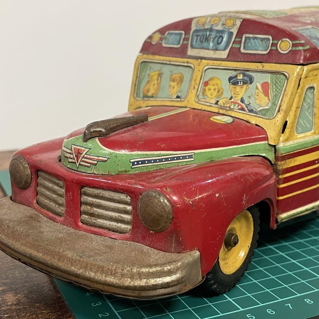 昭和レトロ　ブリキ　ボンネットバス　PEACE おもちゃ　ミニカー　バス
