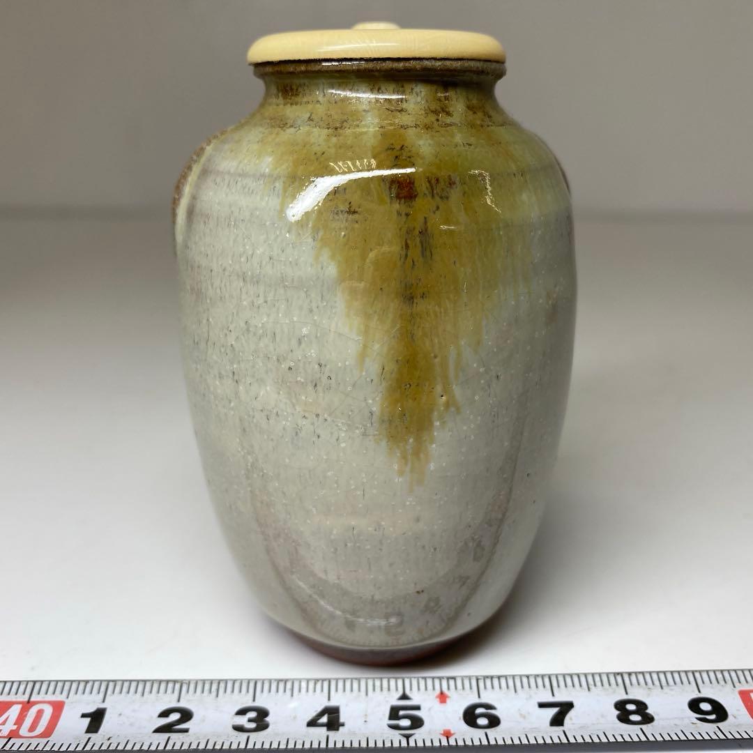 ☆茶3赤膚焼　大塩正人　茶入　共箱 高さ約8.5cm 東N7-1025②