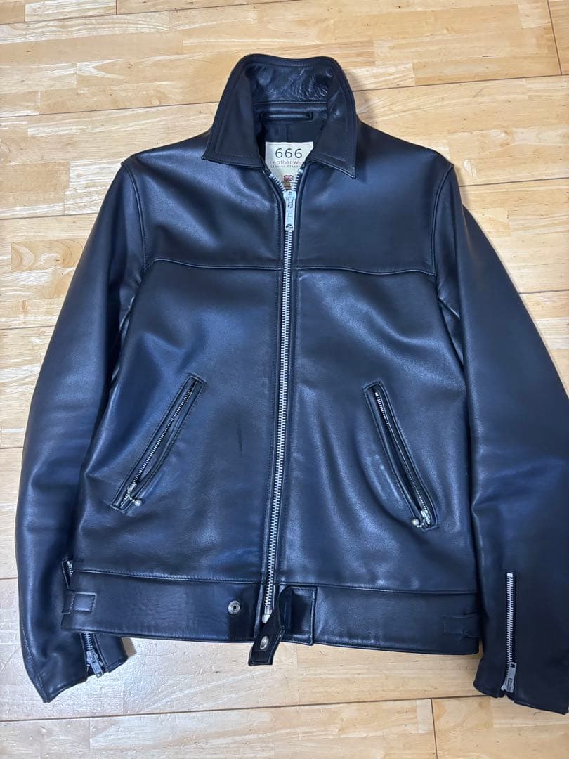 666 本革 シングルライダースジャケット サイズ36 ブラック