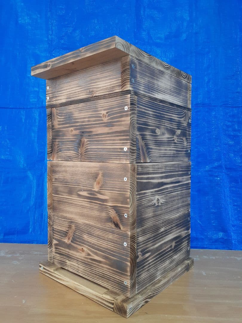 【写真の最後実績載せてます】日本蜜蜂重箱式待ち箱(巣箱)3段+給餌、スムシ対策箱