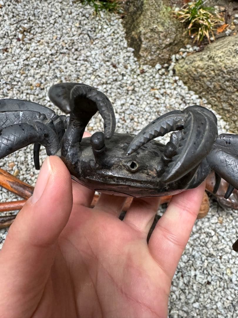 ‼️専用になりました‼️4/14①‼️日本の古銅製で蟹の水滴　書道の硯への水差し