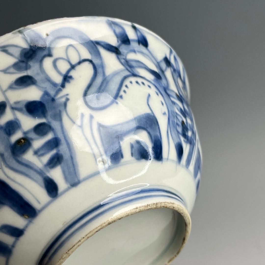 鹿紋鉢 古染付 明時代 中国美術 擺件 旧家 766+