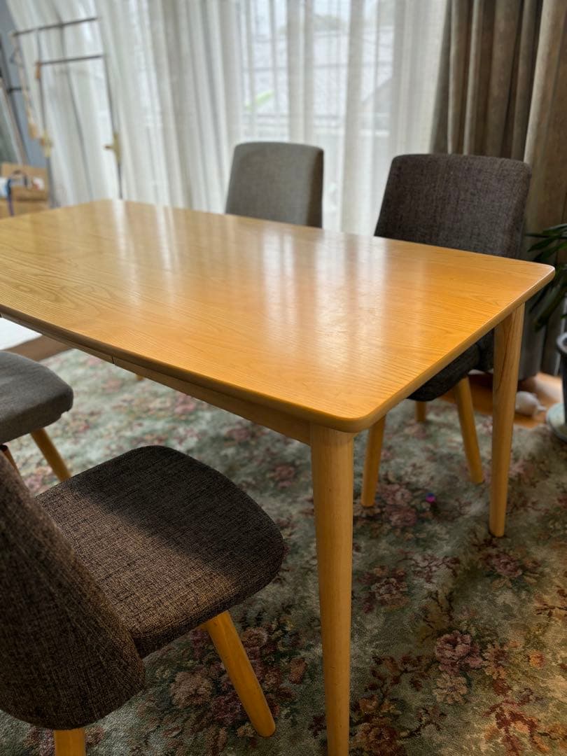 【ピース】北欧スタイル ウッド ダイニングテーブルW150 引出し付き