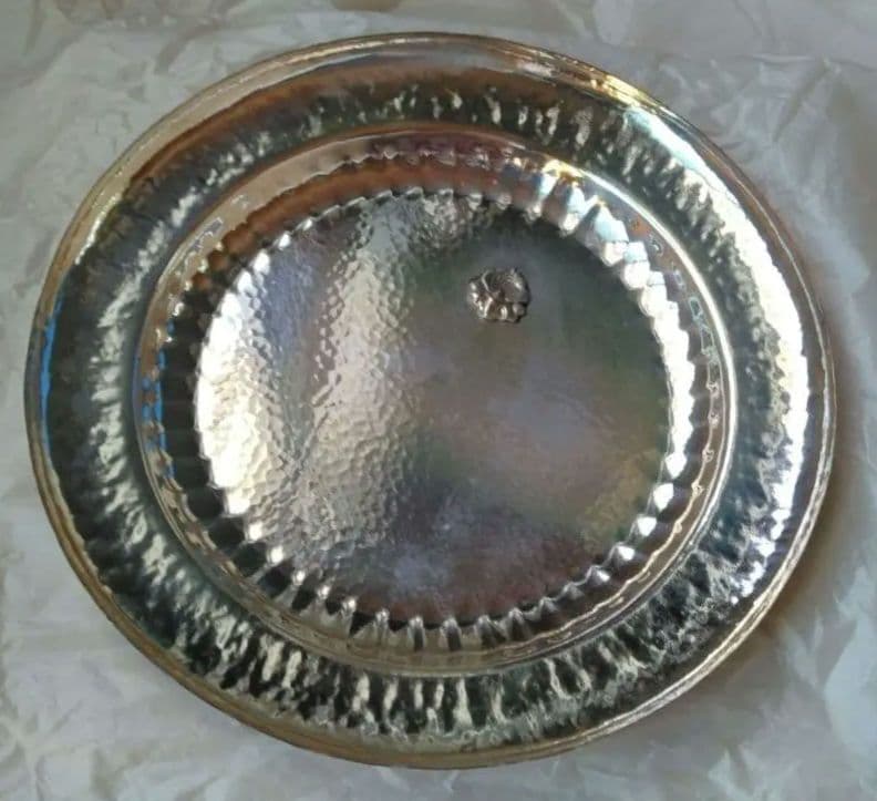 銀製　純銀　6寸　青海盆　箱入り