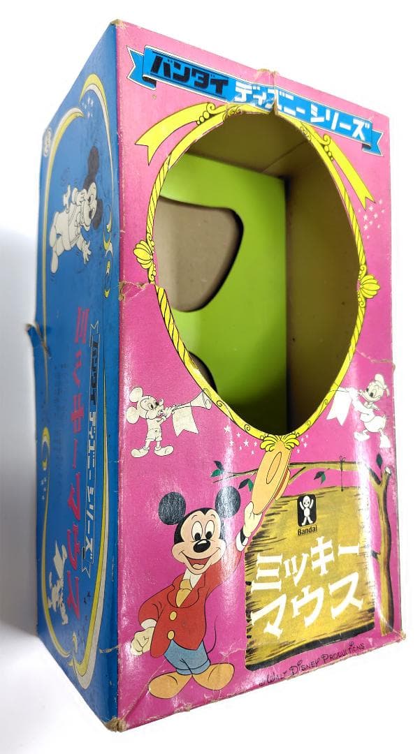 【極稀少】箱付 完動品 バンダイ ミッキーマウス ゼンマイ歩行 70s 当時物
