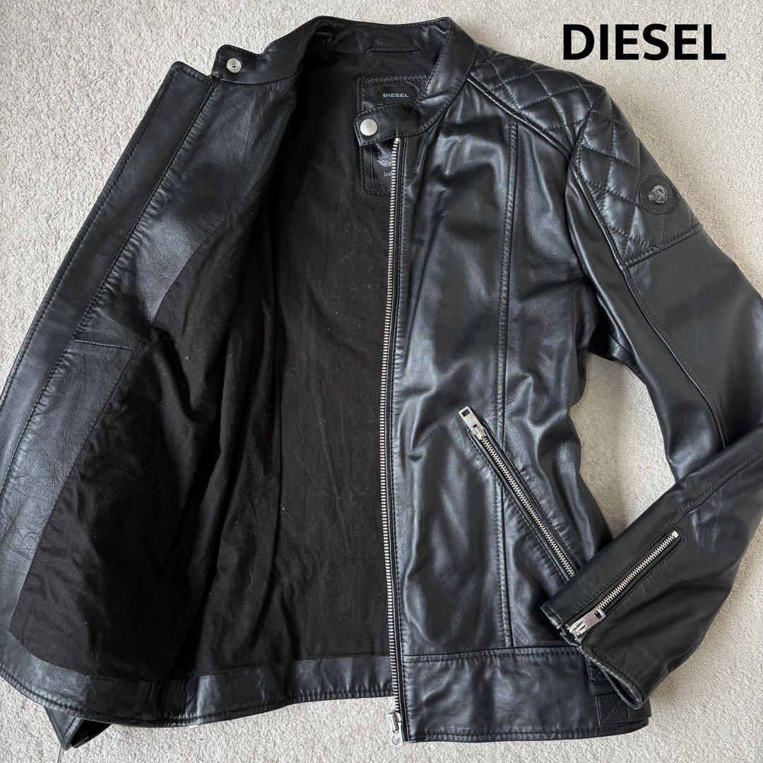 美品 ディーゼル ラムレザージャケット ライダース キルティング ブレイブマン