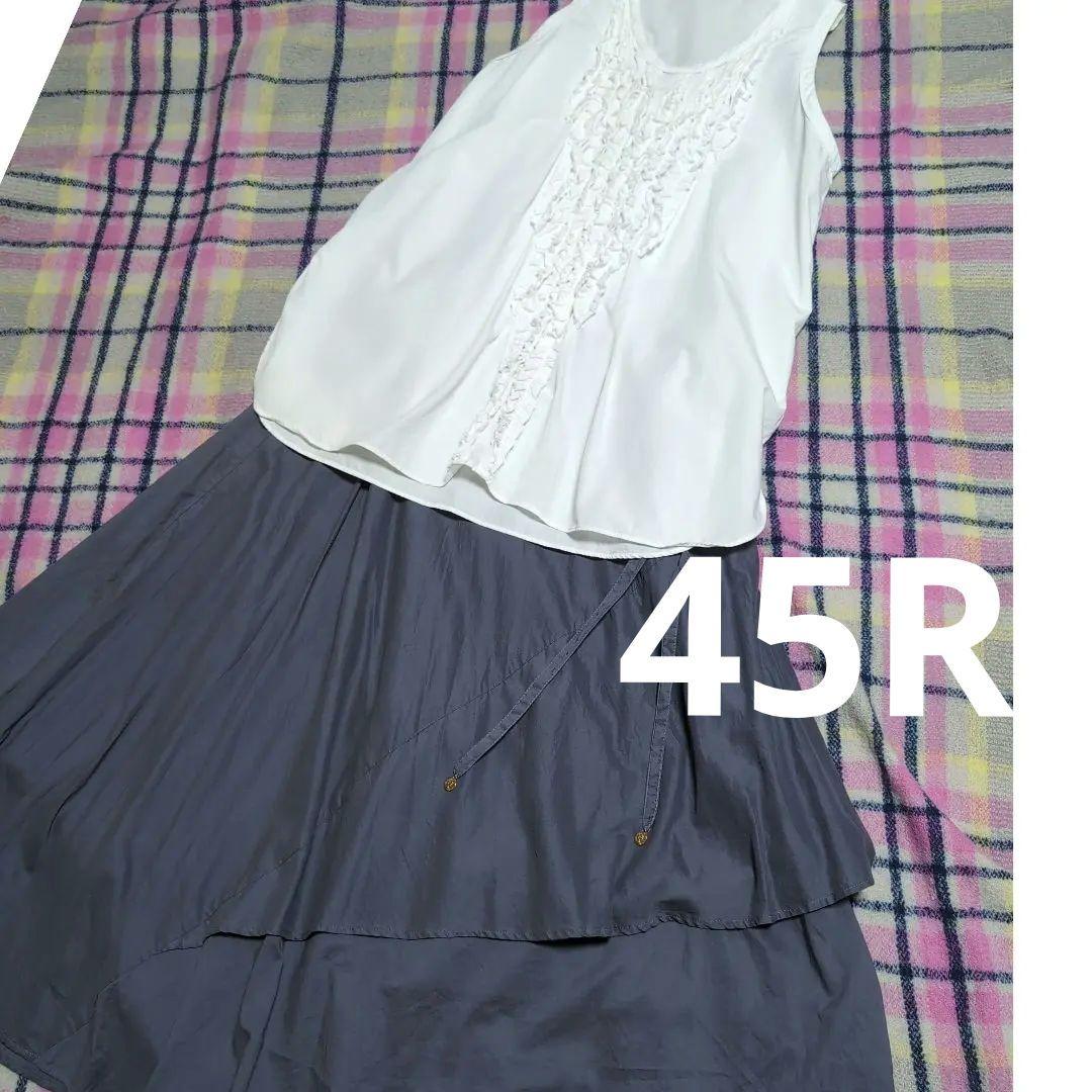 本日8/11迄出品✨️45R*テンセルのレイレイノースリーブトップ ホワイト　L