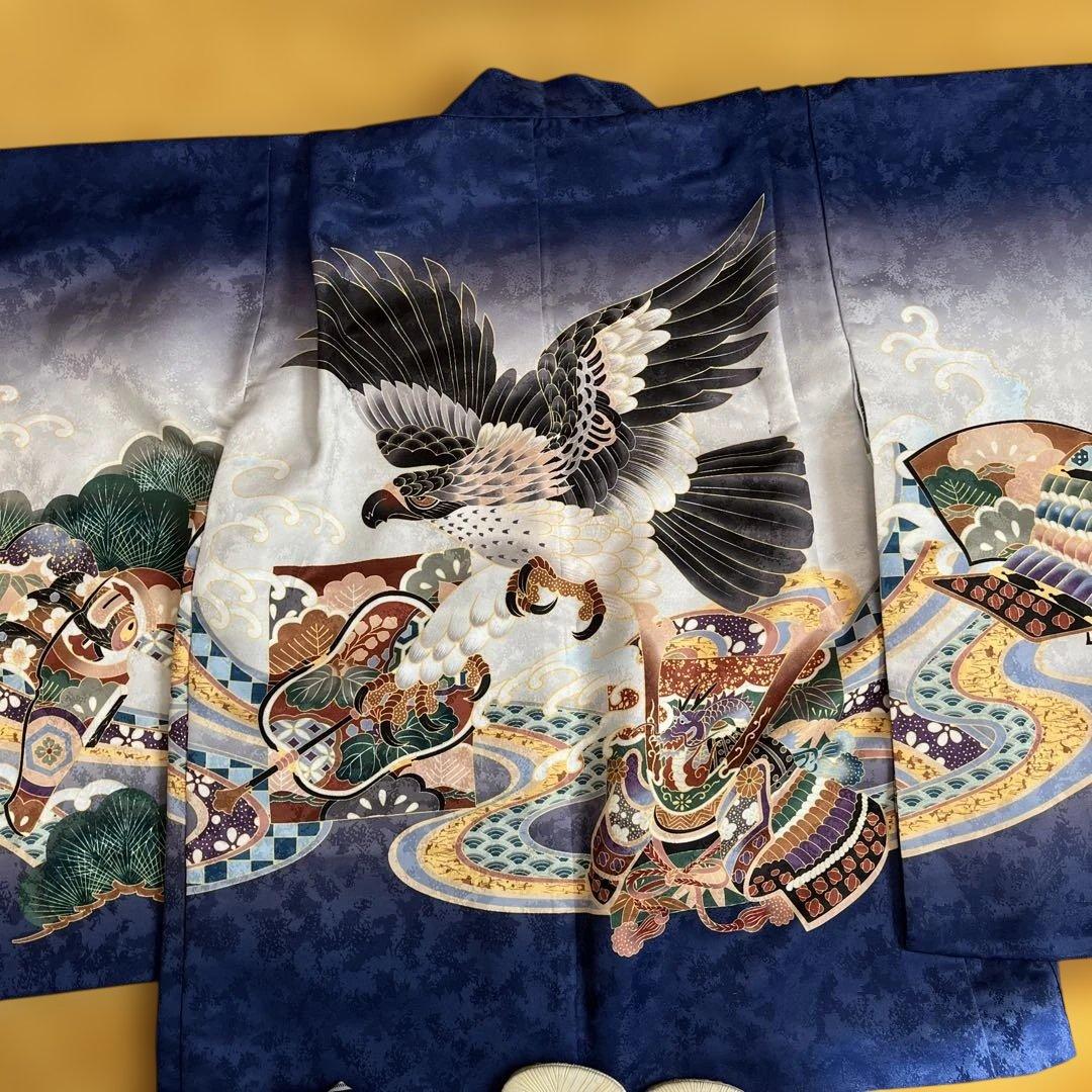 七五三　羽織袴　フルセット　男の子　5歳　京越　鷹兜　着物