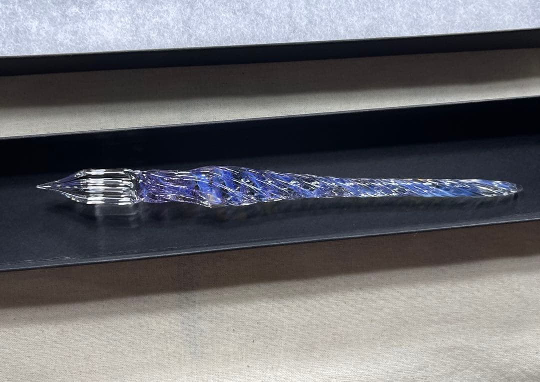 匿名配送　aunガラスペン　レース　マーブル・ライトパープル