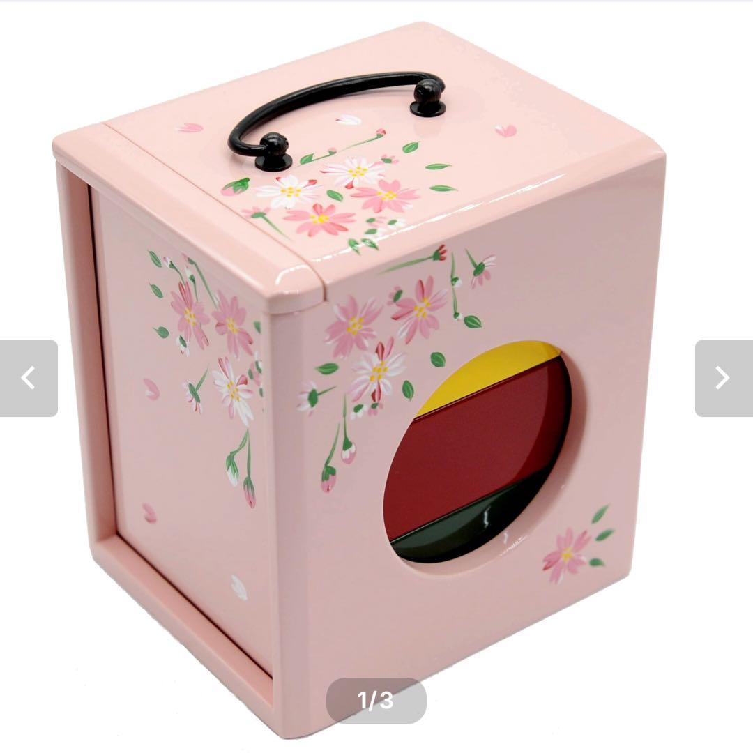 山口木工　遊山箱　お弁当箱　徳島　桜柄ピンク鏡面仕上げ