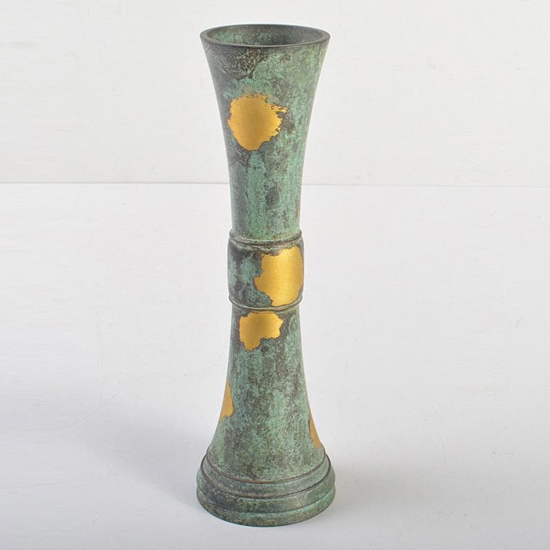 平安　秦蔵六造　 塗金銅　立鼓式花瓶　M　R7423