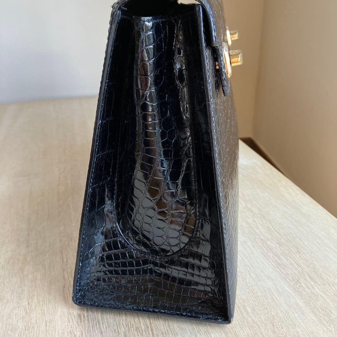 クロコダイル風ハンドバッグ ブラック