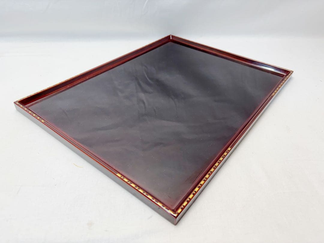 懐石道具 木製溜塗 金彩蒔絵 長方膳 5客組 会席膳 懐石盆 銘々盆 元箱