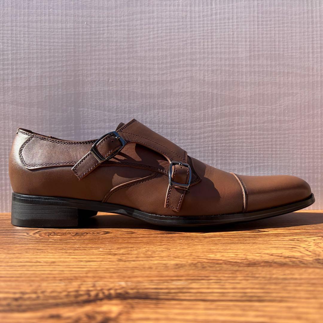 【展示品】REGAL リーガル ダブルモンクストラップ 25.5cm 茶 革靴