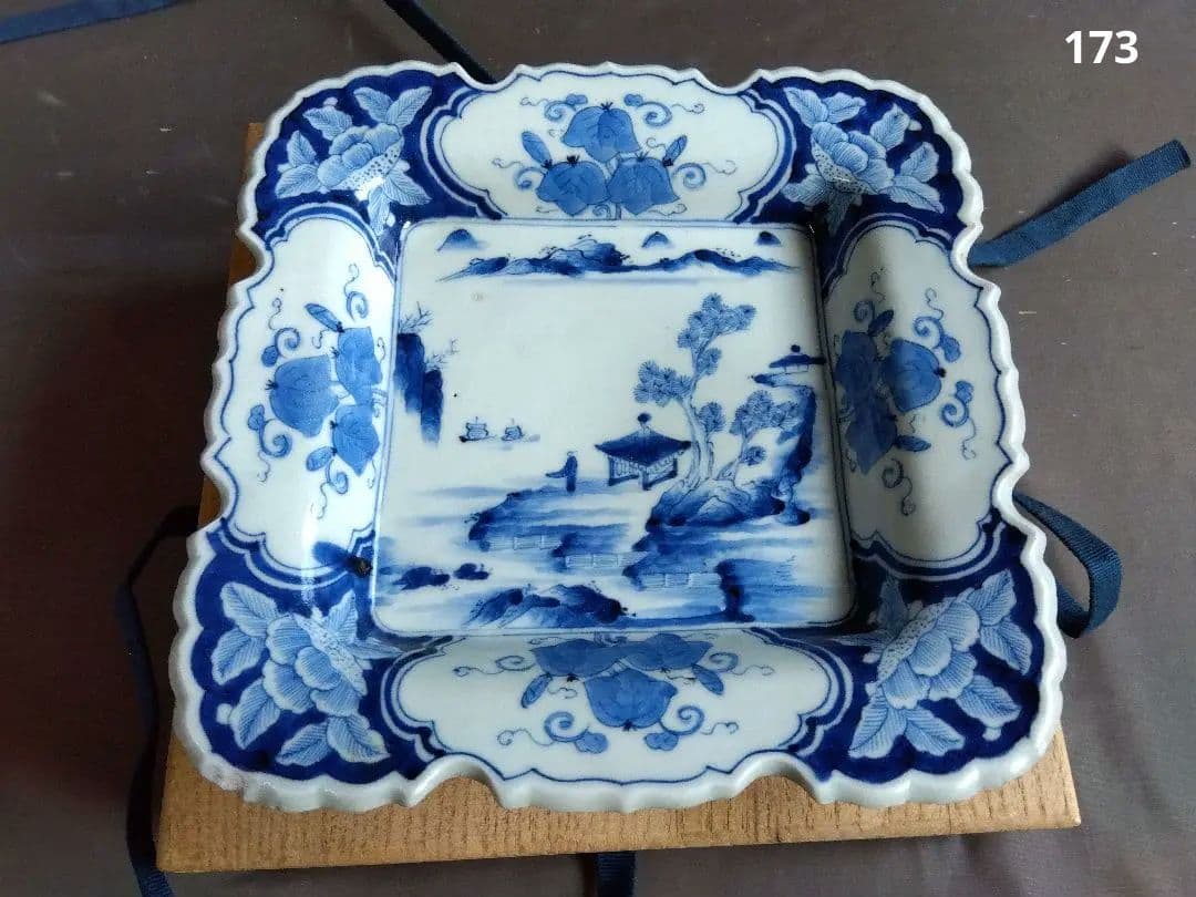 骨董　染付　角皿