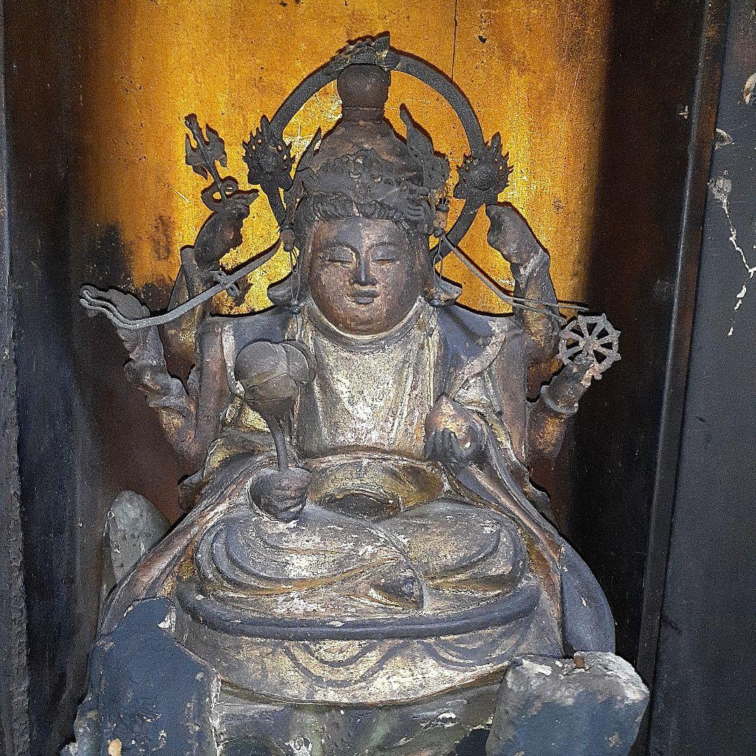 極逸品　鎌倉時代　六臂弁財天　仏像　厨子