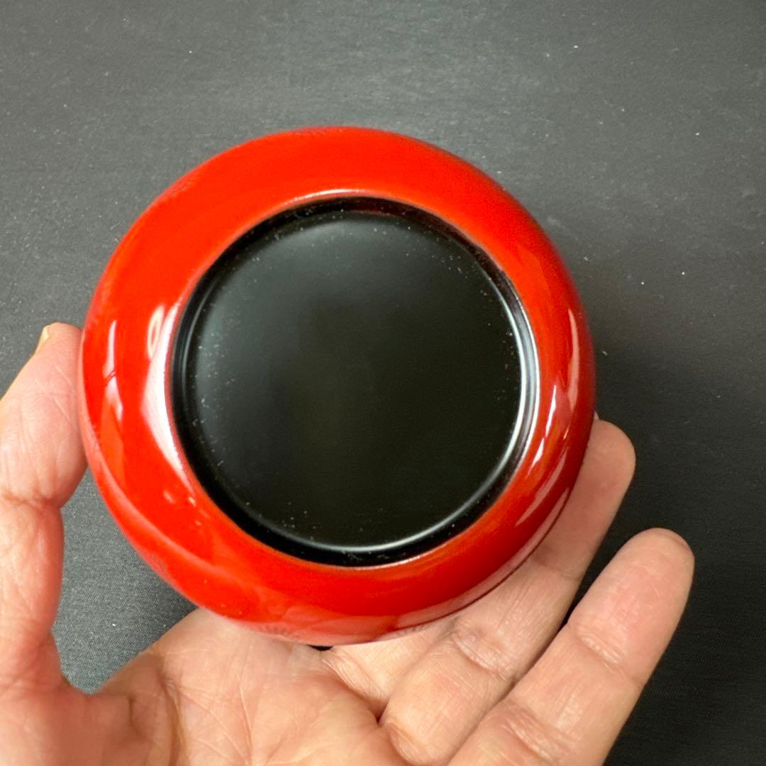 F56 送料無料　棗　キンマ彫沈金　平棗　光峰　木箱　茶道　朱漆塗　工芸品